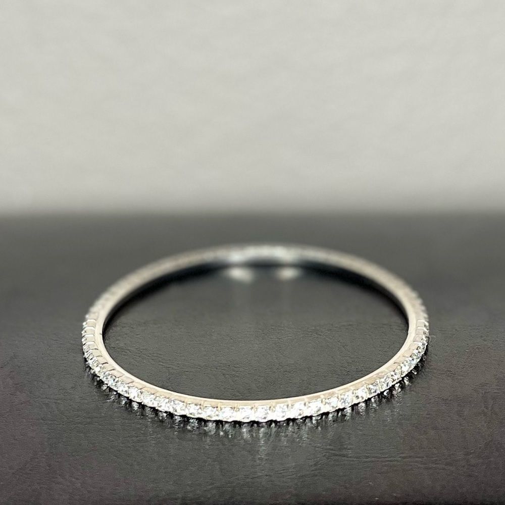 Diamond Bracelet Bangle Women’s Jewelry Silver Grey White Stone Costume​… - Picture 6 of 8